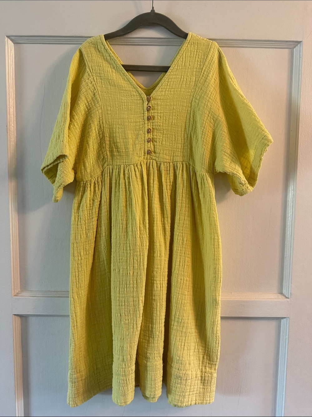 Zara Girls Yellow Textured Button-Front Dress